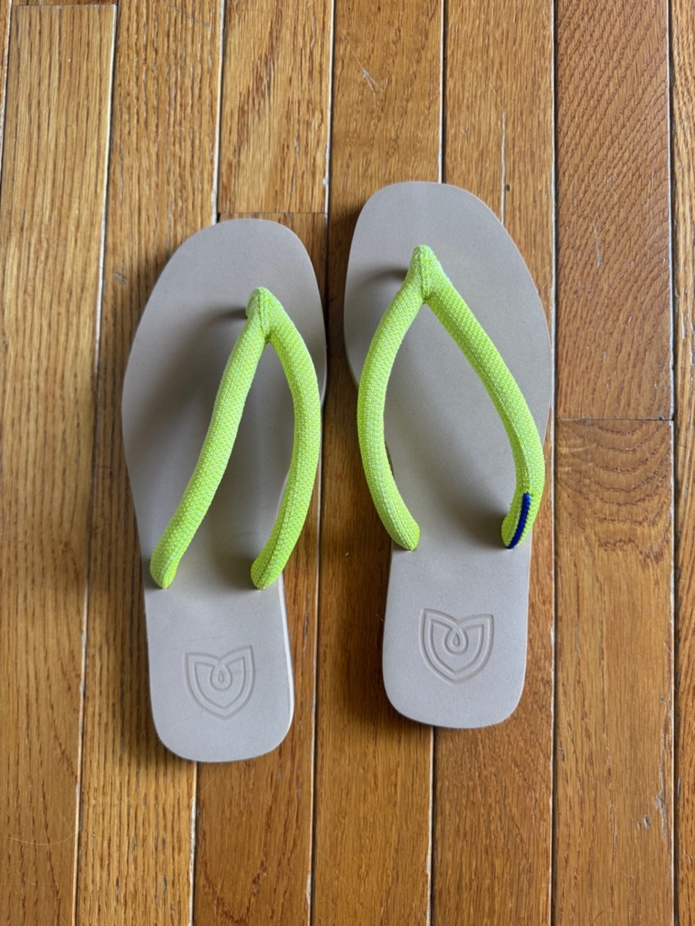 Rothy’s Flip Flops with Neon yellow Straps